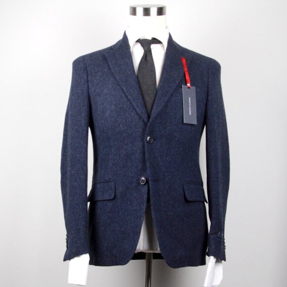 36S Tommy Hilfiger Men's Modern Fit 100%Wool Sport Coat Blazer Blue E05610
